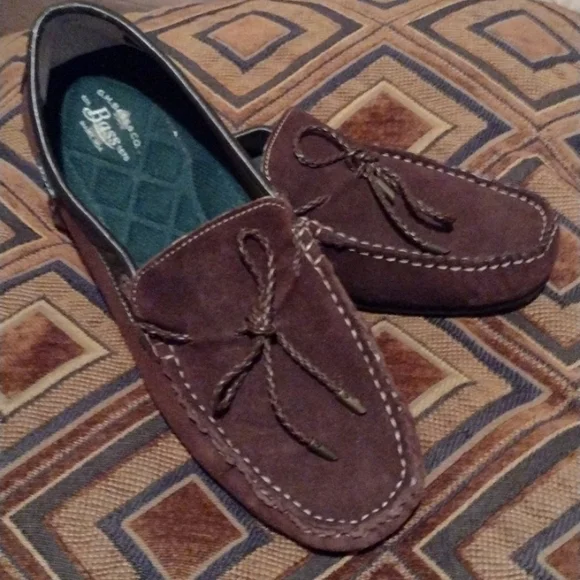 Men's Bass Dark Brown Bass Slip on leather shoes size 9.5 - Picture 1 of 8